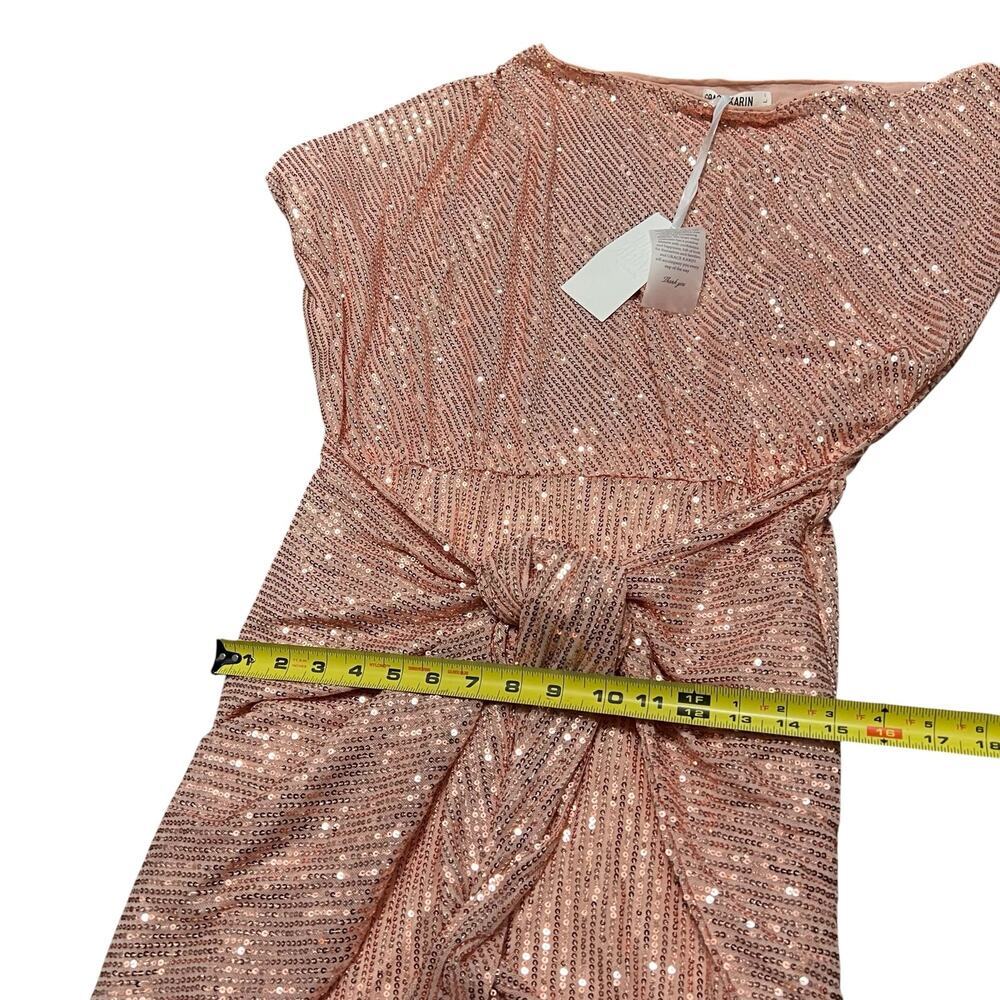 NWT GRACE KARIN Sequined Asymmetric Pink Off Shoulder Bodycon Midi Dress Size L - Picture 10 of 12